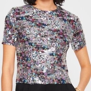 Sale!!52even Sequin Top Black Floral Size Small